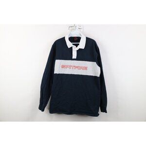 Vtg 90s Y2K Spitfire Skateboarding Mens Large Spell Out Long Sleeve Rugby Polo